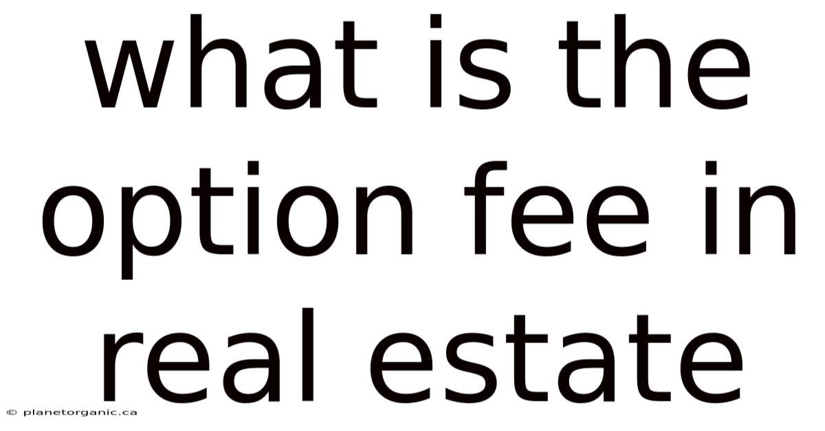 What Is The Option Fee In Real Estate