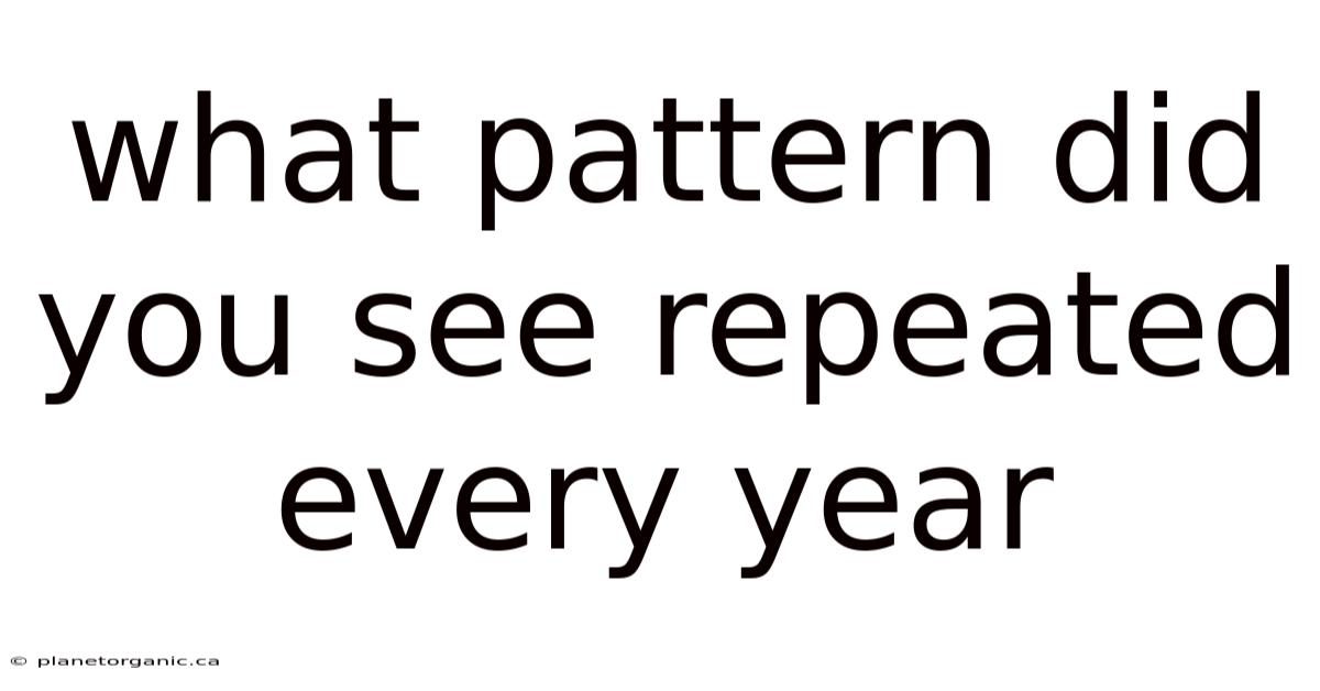 What Pattern Did You See Repeated Every Year