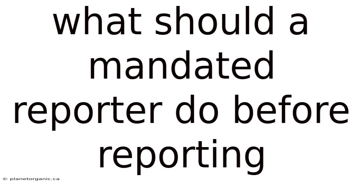 What Should A Mandated Reporter Do Before Reporting