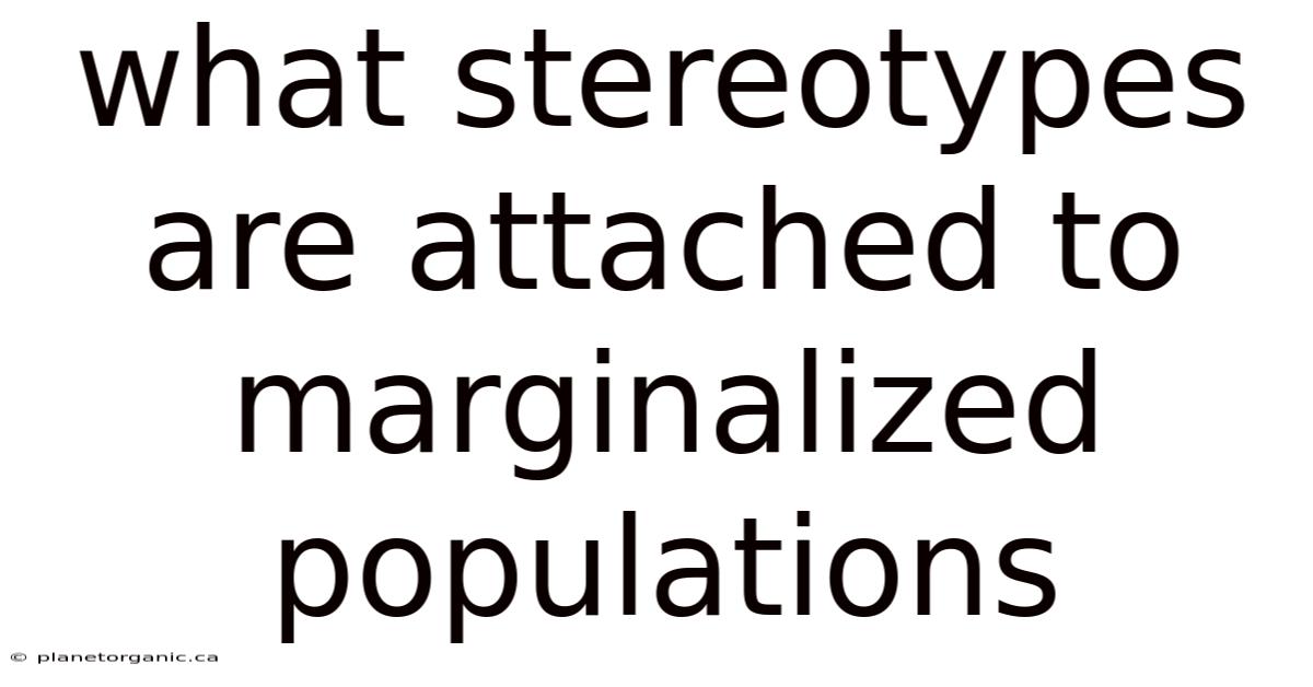 What Stereotypes Are Attached To Marginalized Populations