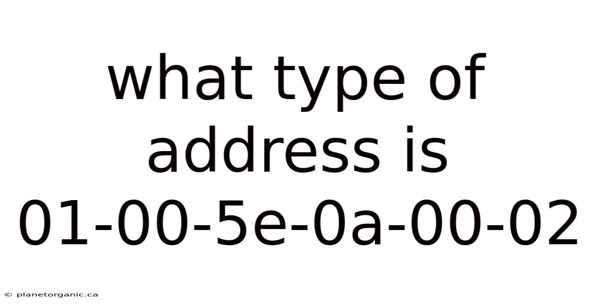 What Type Of Address Is 01-00-5e-0a-00-02