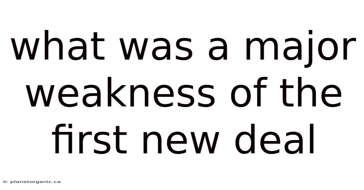 What Was A Major Weakness Of The First New Deal