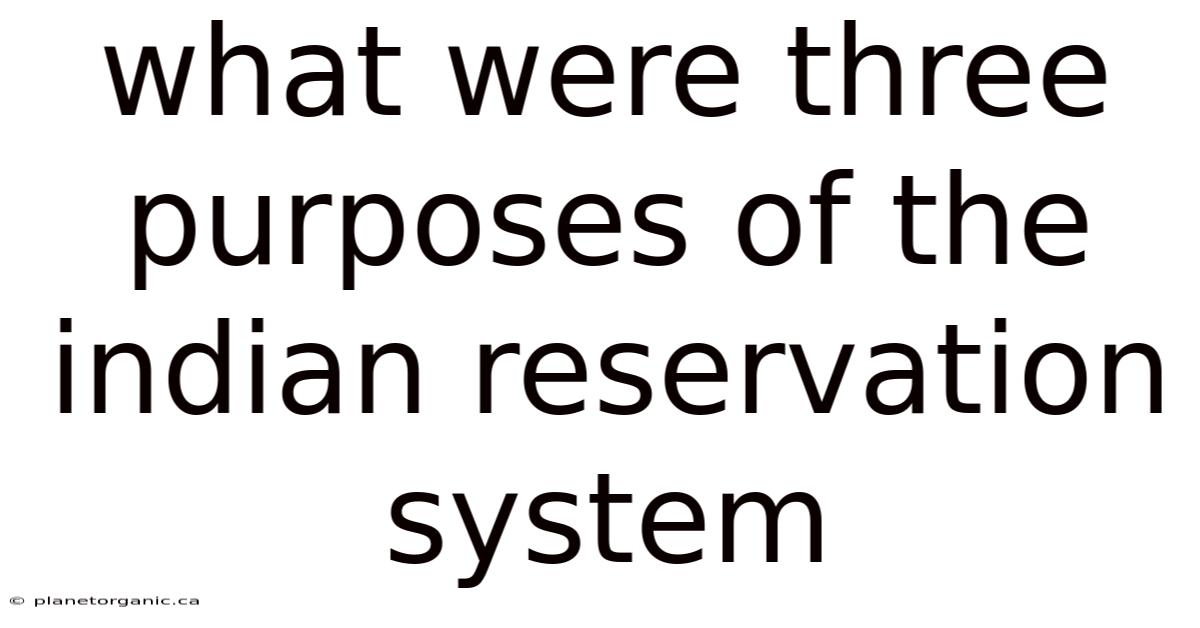 What Were Three Purposes Of The Indian Reservation System