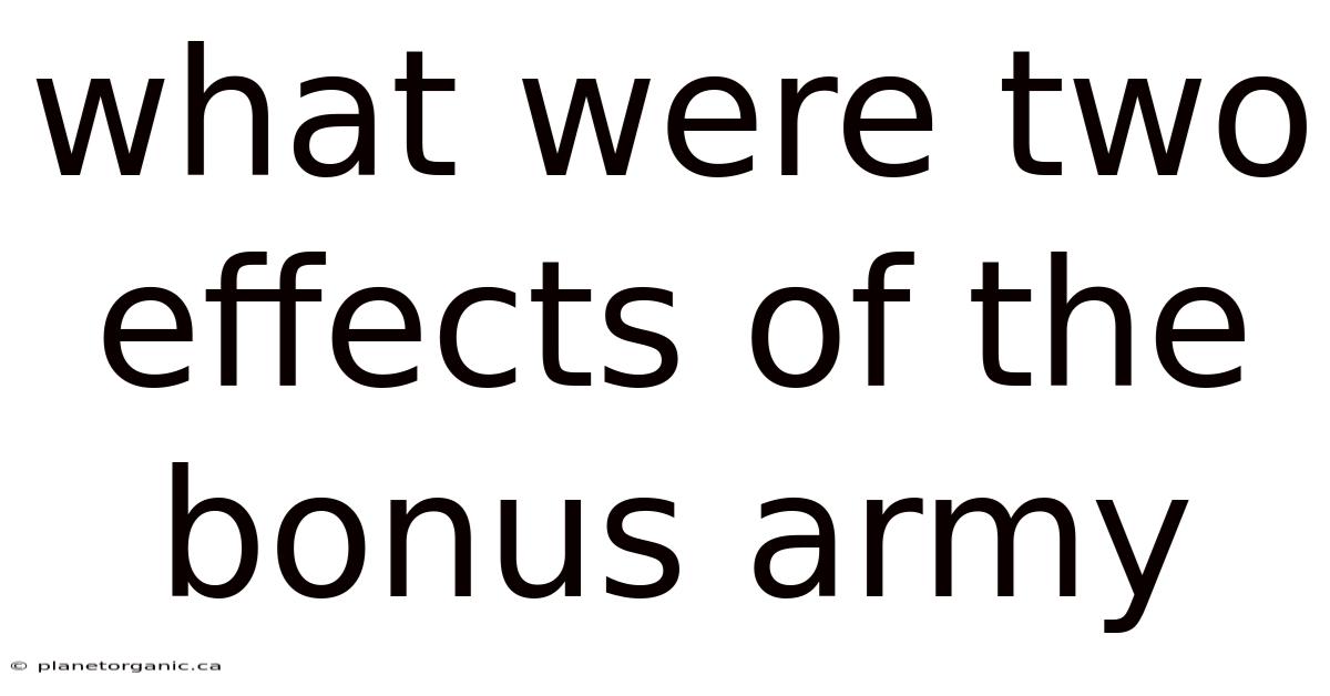 What Were Two Effects Of The Bonus Army