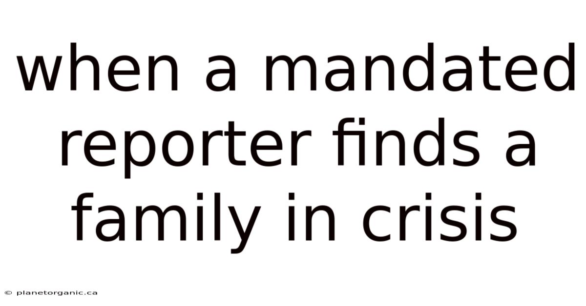When A Mandated Reporter Finds A Family In Crisis