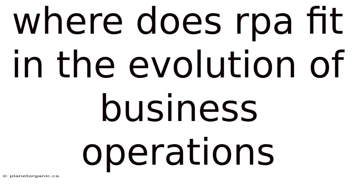 Where Does Rpa Fit In The Evolution Of Business Operations