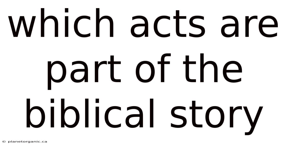 Which Acts Are Part Of The Biblical Story