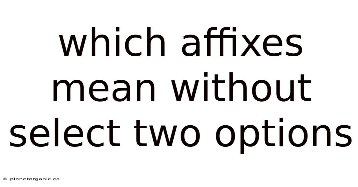 Which Affixes Mean Without Select Two Options