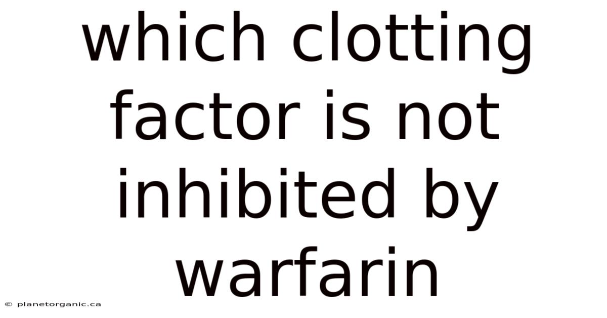 Which Clotting Factor Is Not Inhibited By Warfarin
