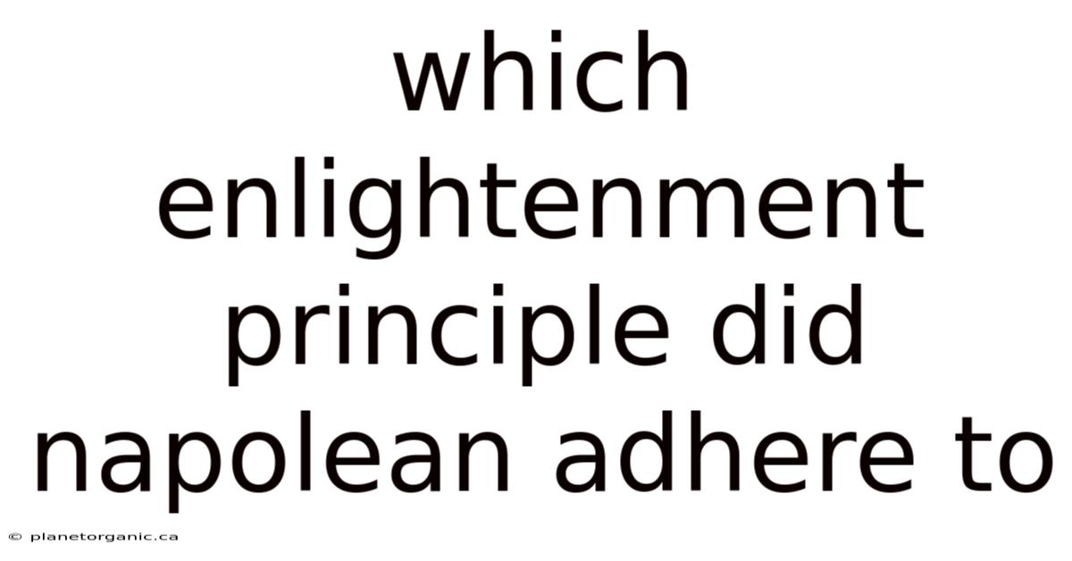 Which Enlightenment Principle Did Napolean Adhere To
