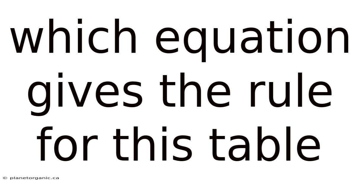 Which Equation Gives The Rule For This Table