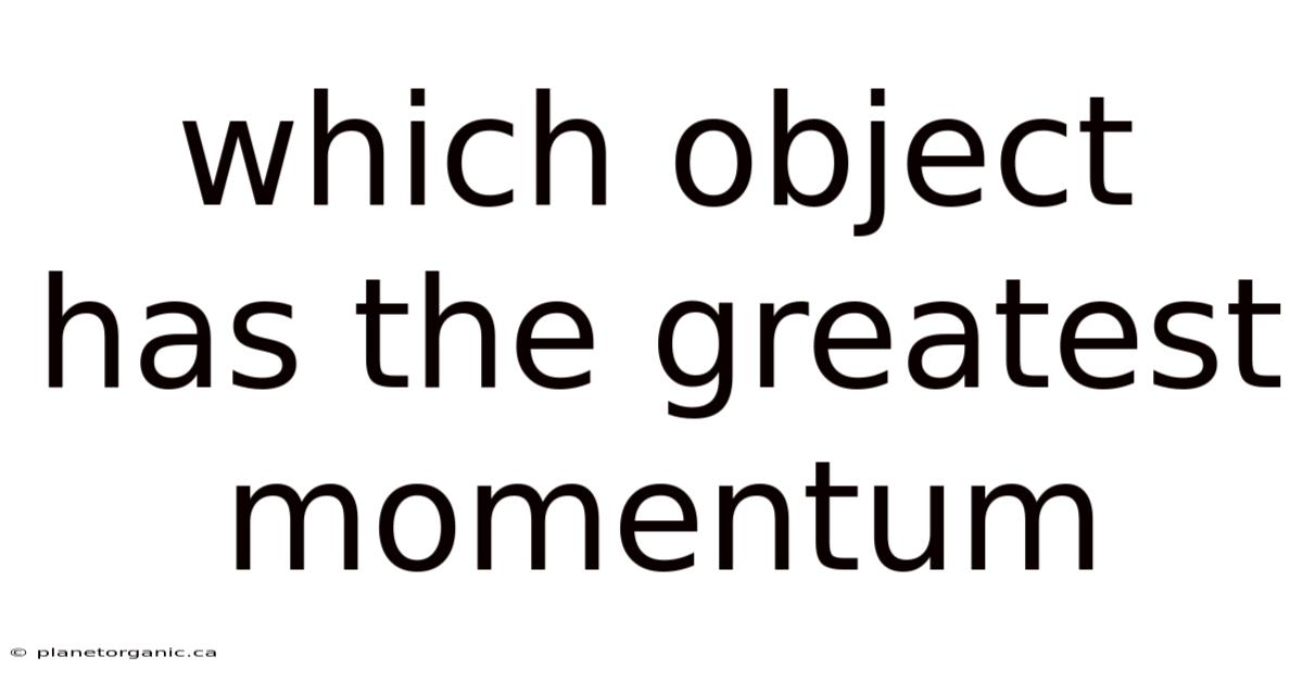 Which Object Has The Greatest Momentum