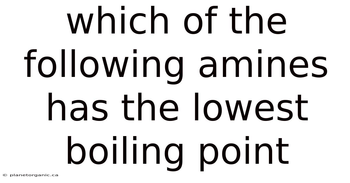 Which Of The Following Amines Has The Lowest Boiling Point
