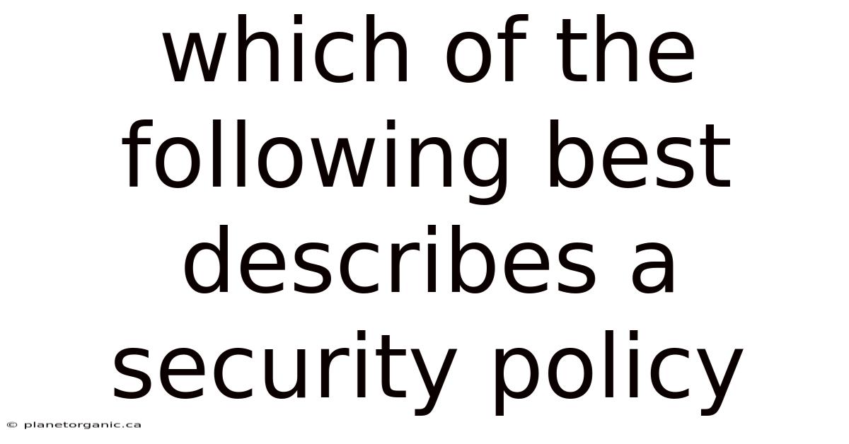 Which Of The Following Best Describes A Security Policy