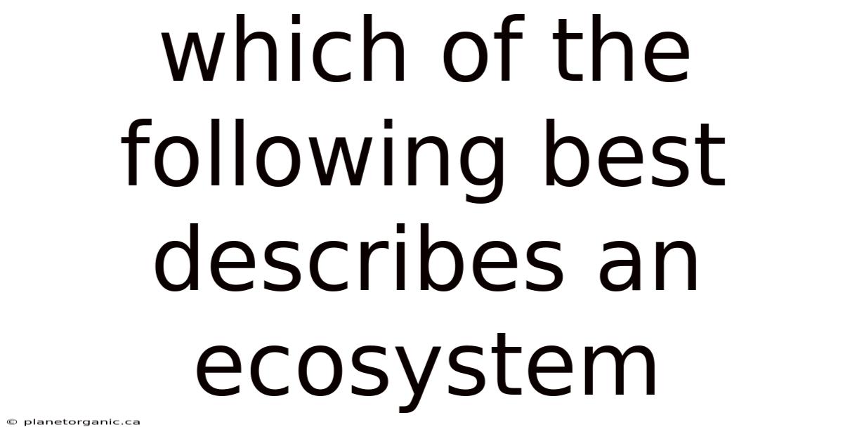 Which Of The Following Best Describes An Ecosystem