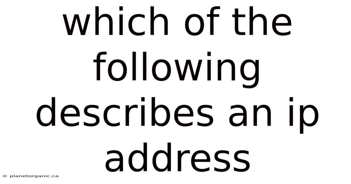 Which Of The Following Describes An Ip Address
