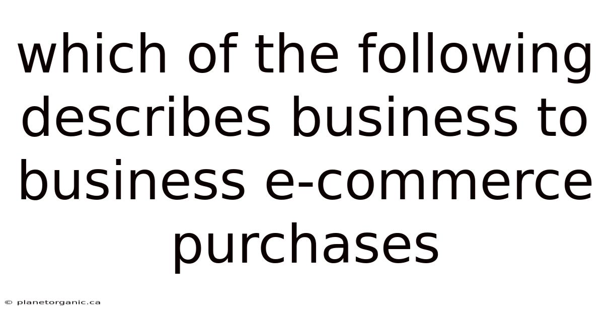 Which Of The Following Describes Business To Business E-commerce Purchases