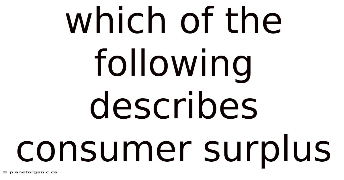 Which Of The Following Describes Consumer Surplus