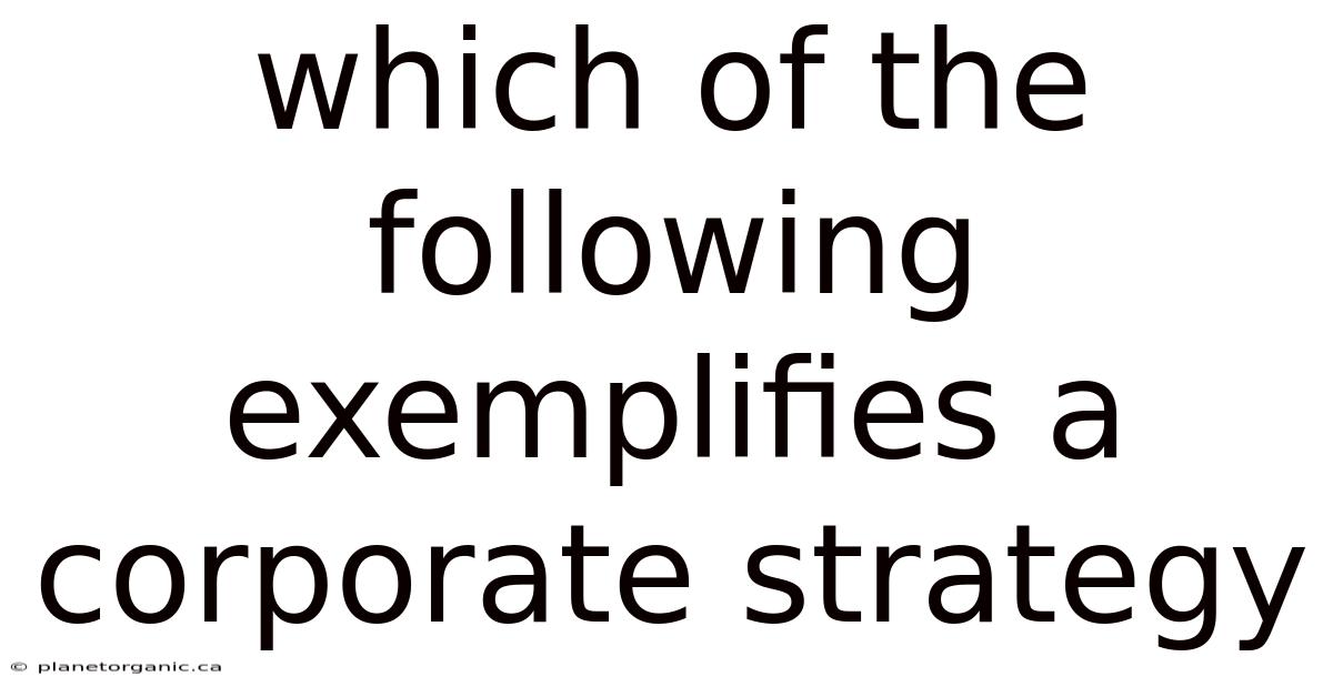 Which Of The Following Exemplifies A Corporate Strategy