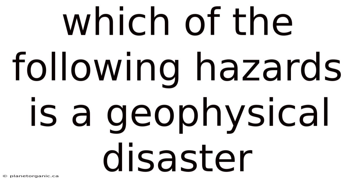 Which Of The Following Hazards Is A Geophysical Disaster