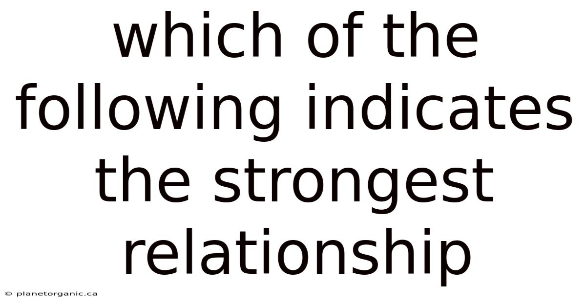 Which Of The Following Indicates The Strongest Relationship