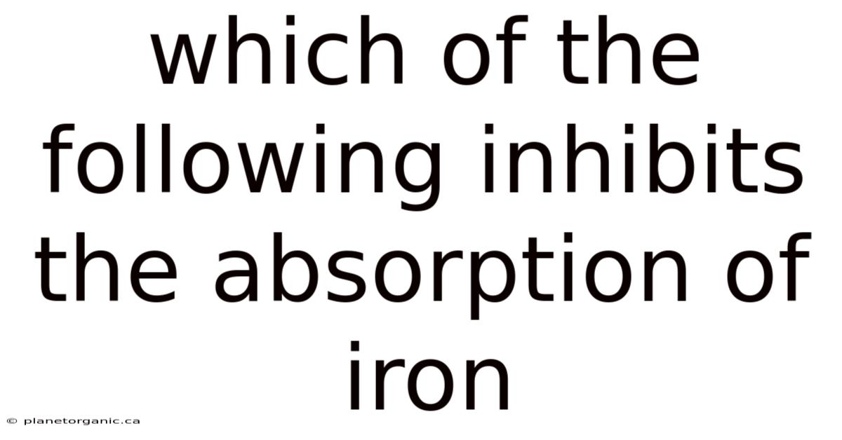 Which Of The Following Inhibits The Absorption Of Iron