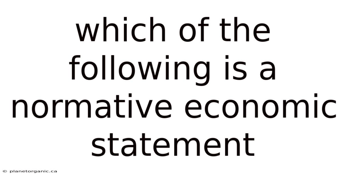Which Of The Following Is A Normative Economic Statement