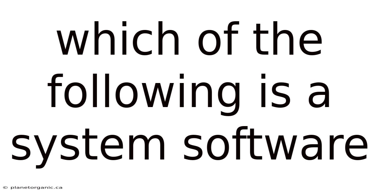 Which Of The Following Is A System Software