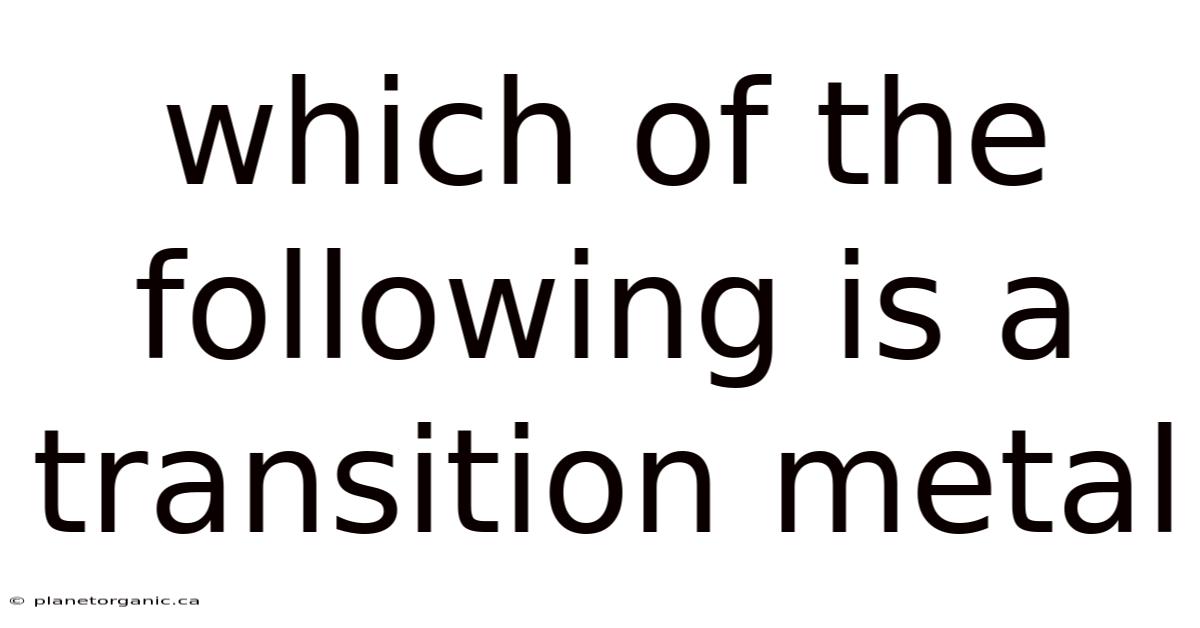 Which Of The Following Is A Transition Metal
