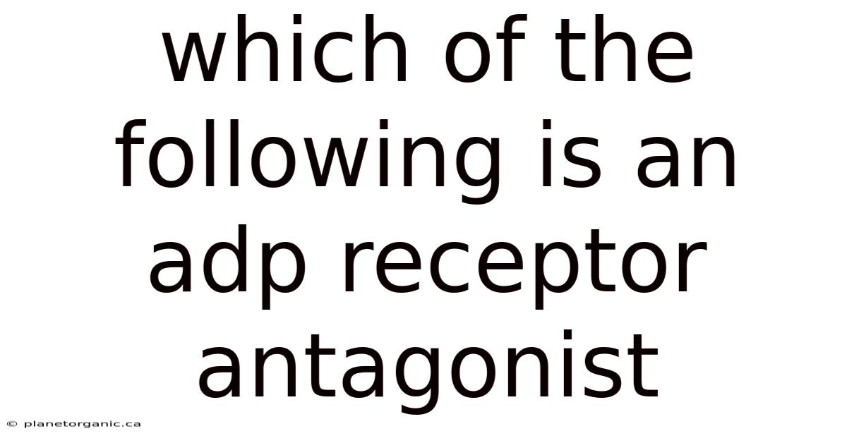 Which Of The Following Is An Adp Receptor Antagonist