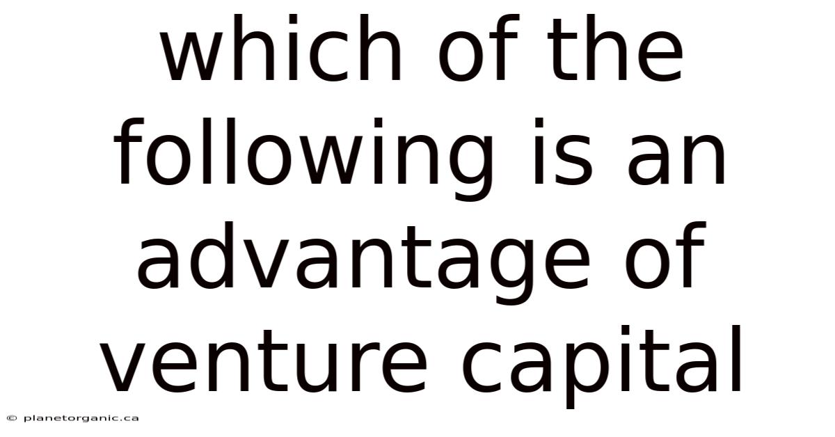 Which Of The Following Is An Advantage Of Venture Capital