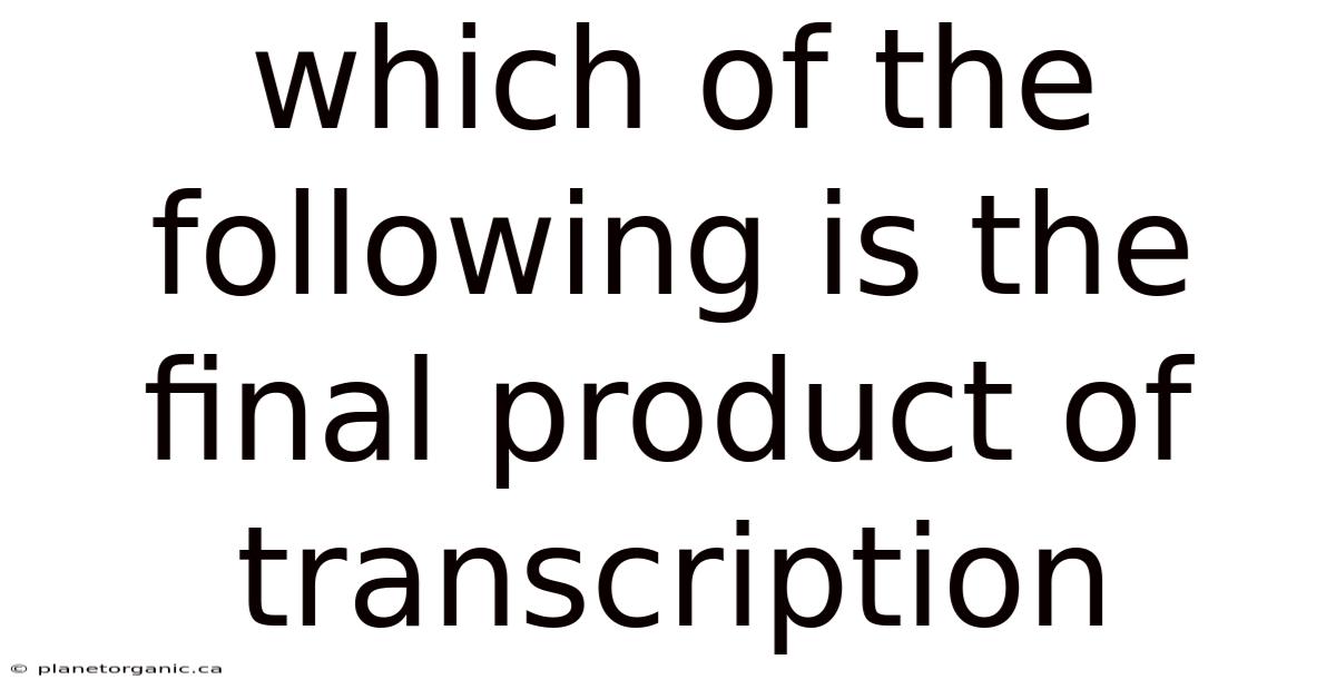 Which Of The Following Is The Final Product Of Transcription