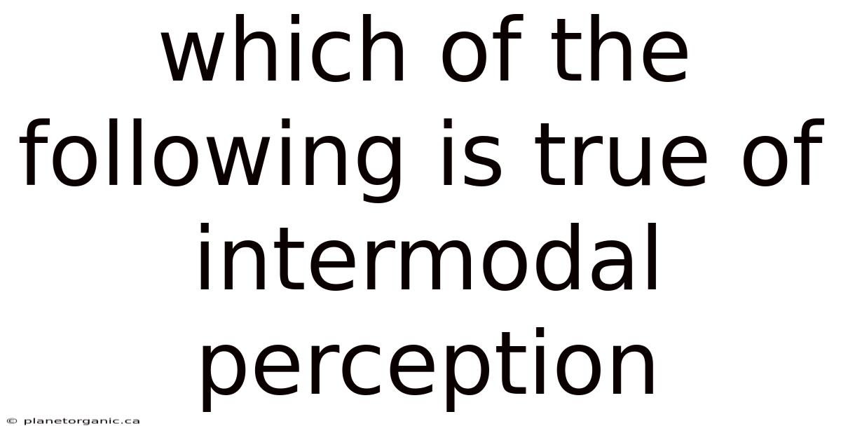 Which Of The Following Is True Of Intermodal Perception