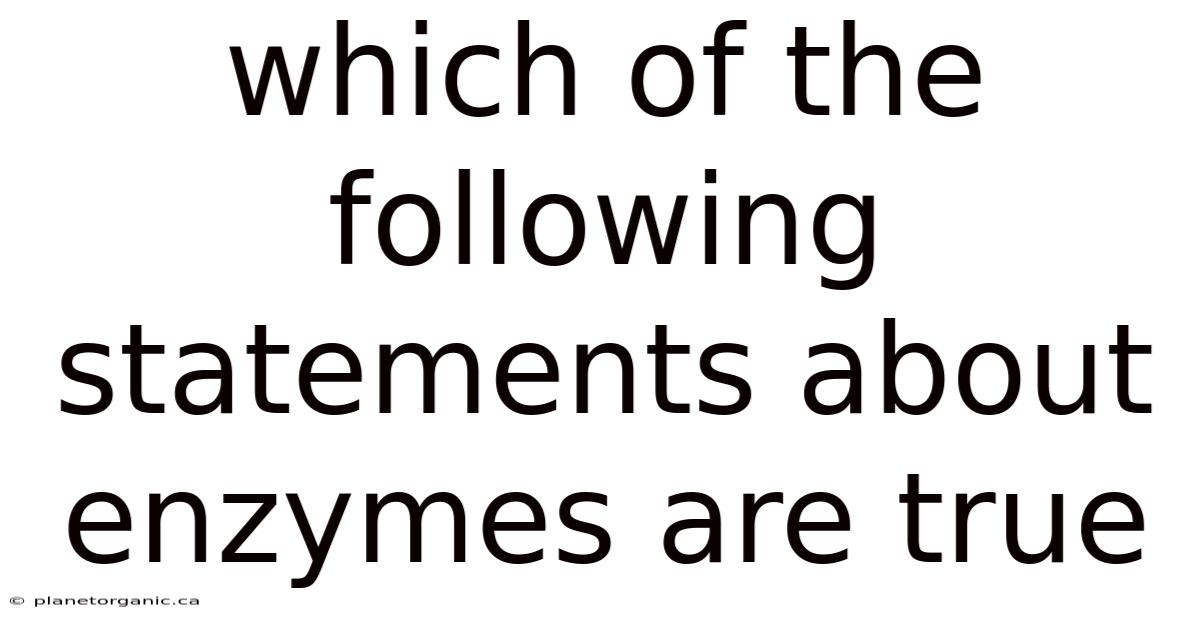 Which Of The Following Statements About Enzymes Are True