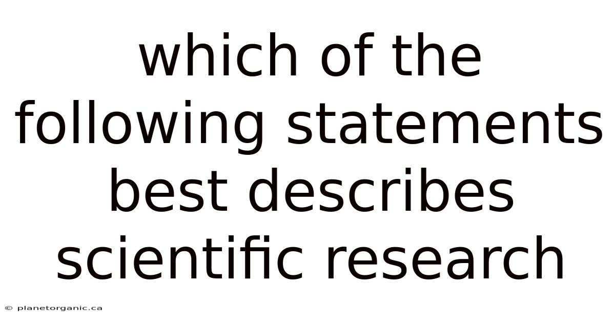 Which Of The Following Statements Best Describes Scientific Research