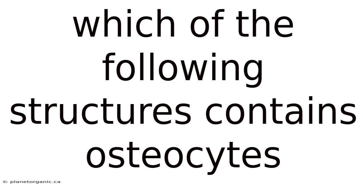 Which Of The Following Structures Contains Osteocytes