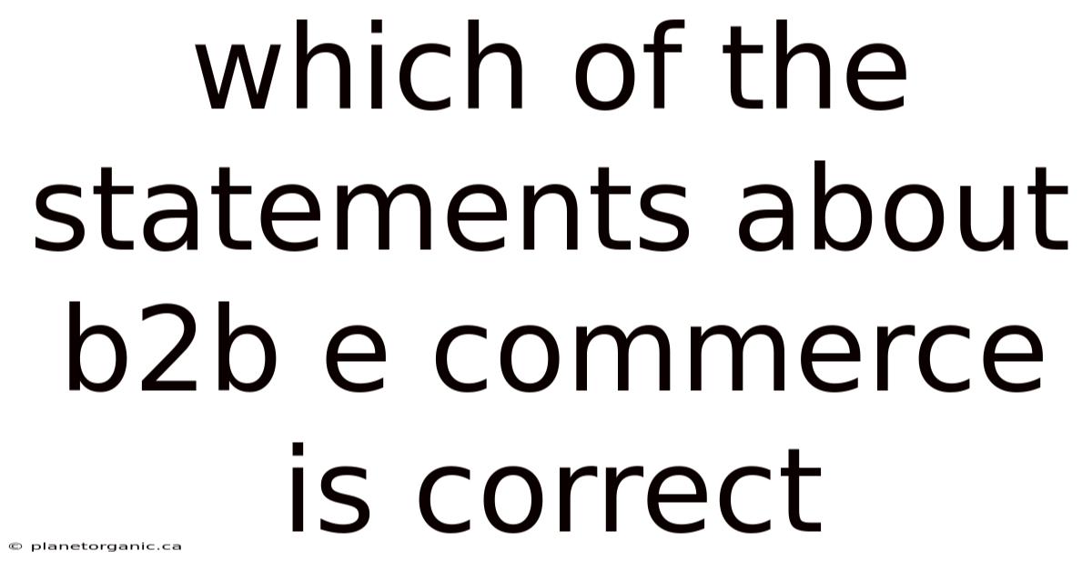 Which Of The Statements About B2b E Commerce Is Correct