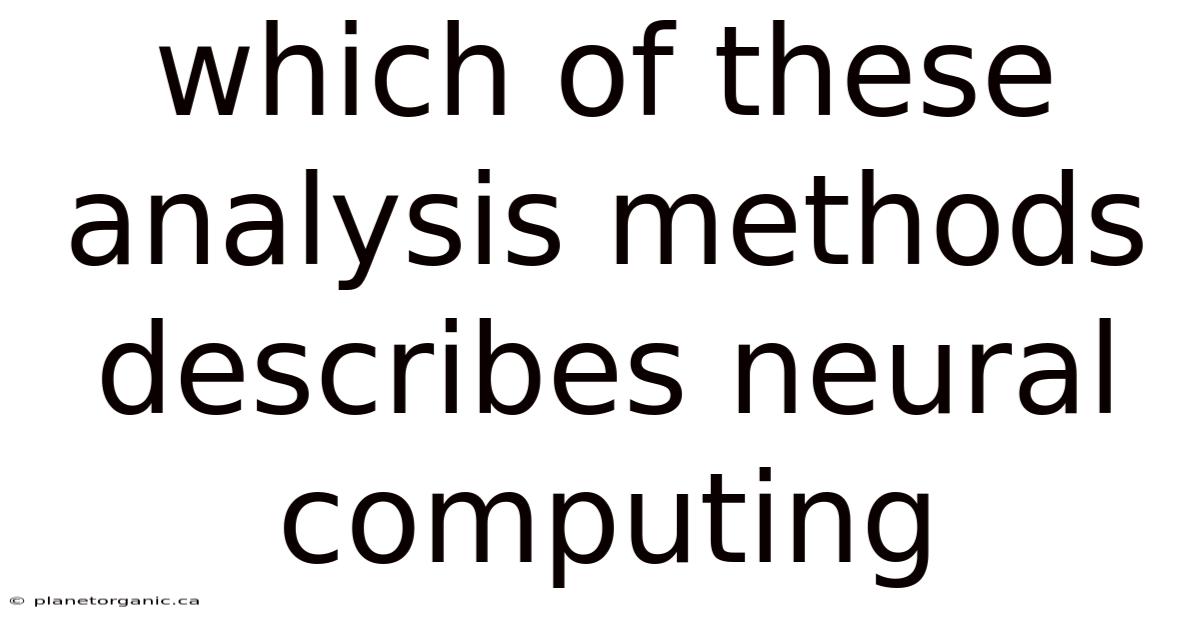 Which Of These Analysis Methods Describes Neural Computing