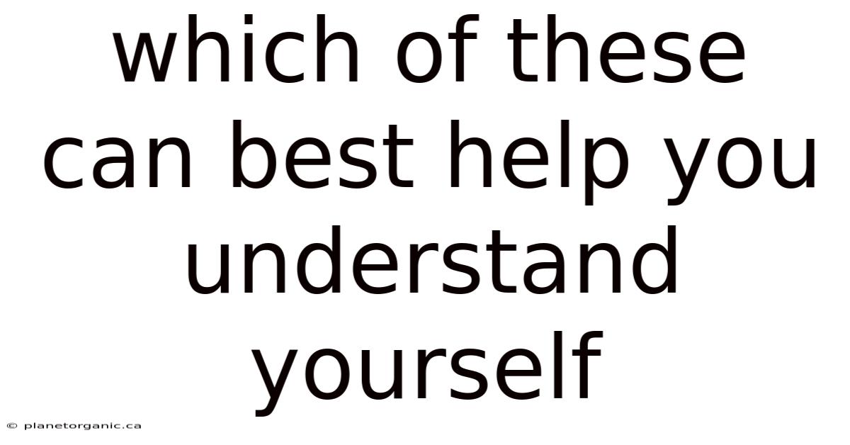 Which Of These Can Best Help You Understand Yourself