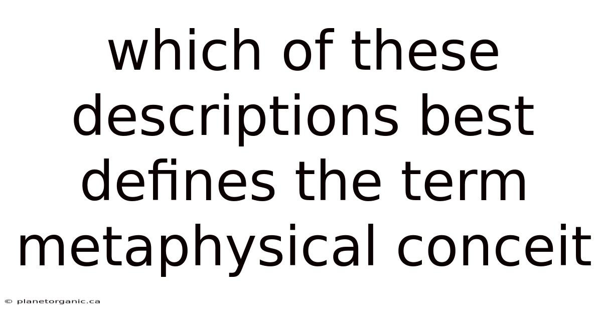 Which Of These Descriptions Best Defines The Term Metaphysical Conceit