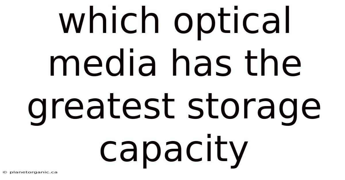 Which Optical Media Has The Greatest Storage Capacity