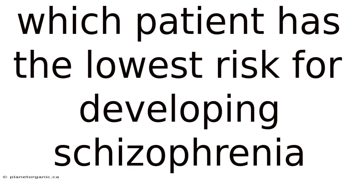 Which Patient Has The Lowest Risk For Developing Schizophrenia