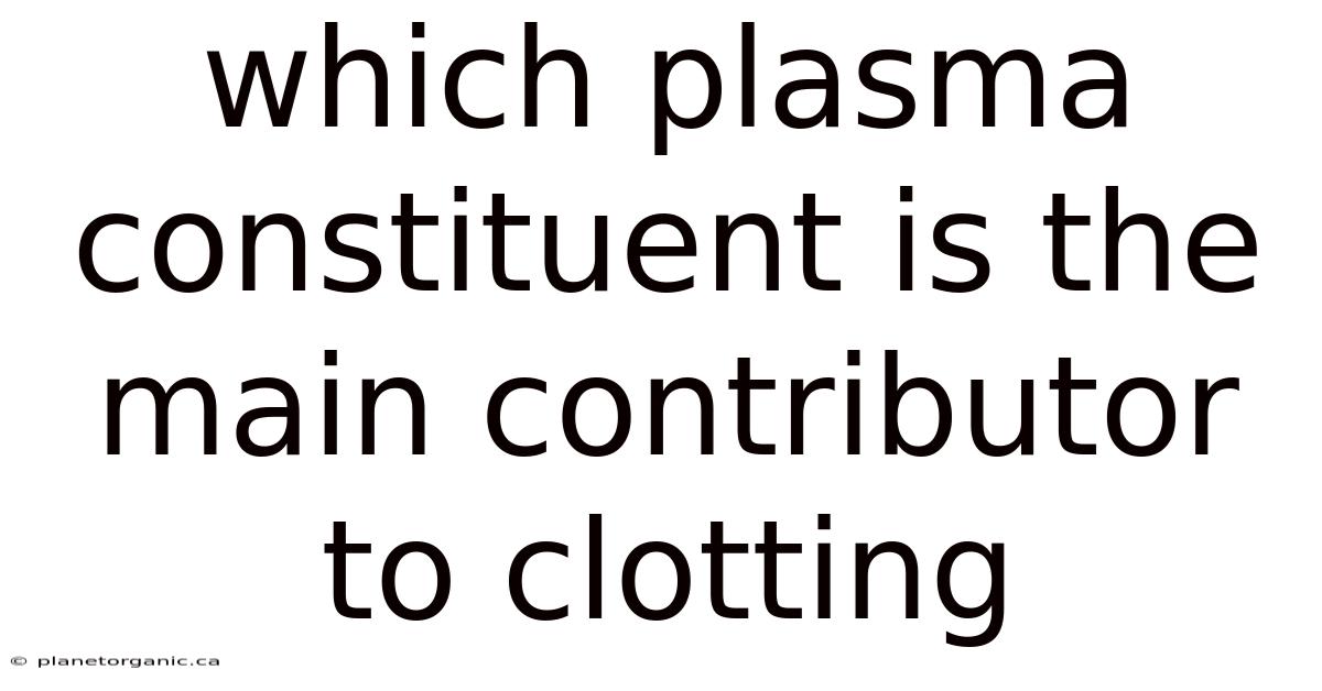 Which Plasma Constituent Is The Main Contributor To Clotting