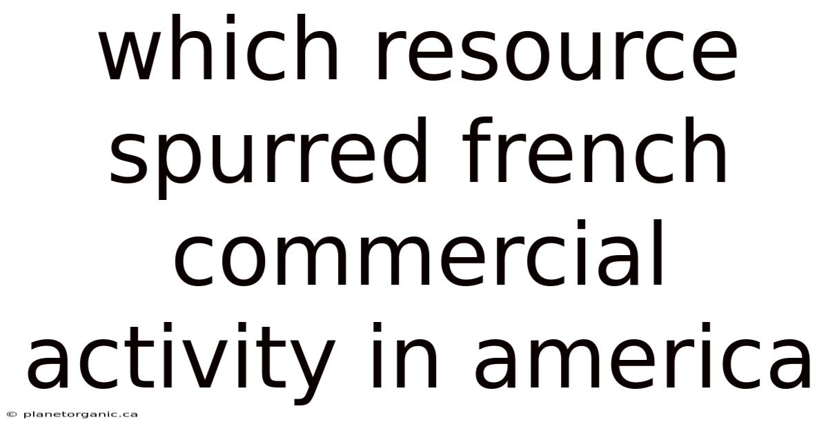 Which Resource Spurred French Commercial Activity In America