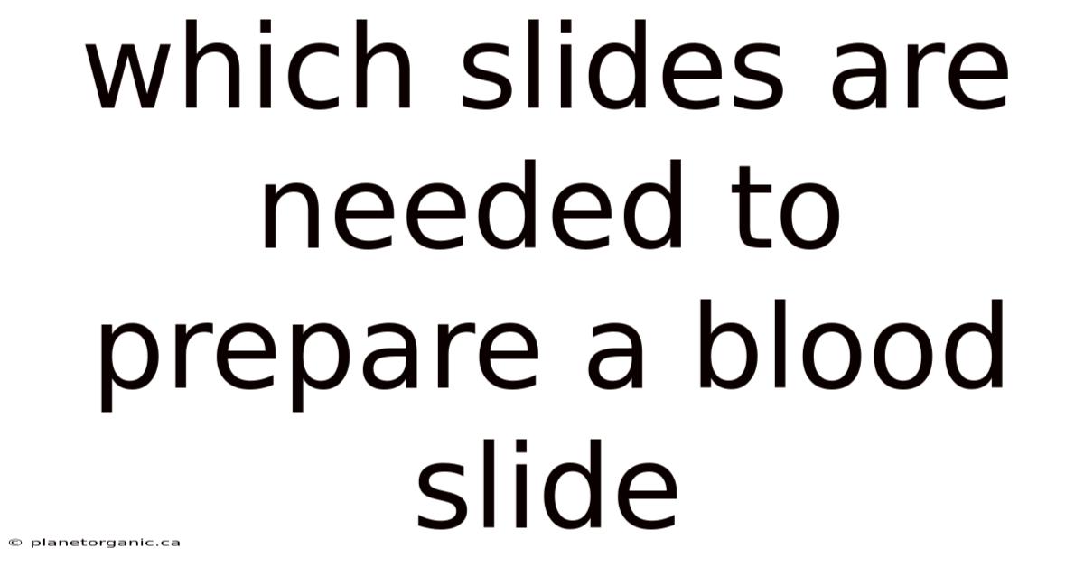 Which Slides Are Needed To Prepare A Blood Slide