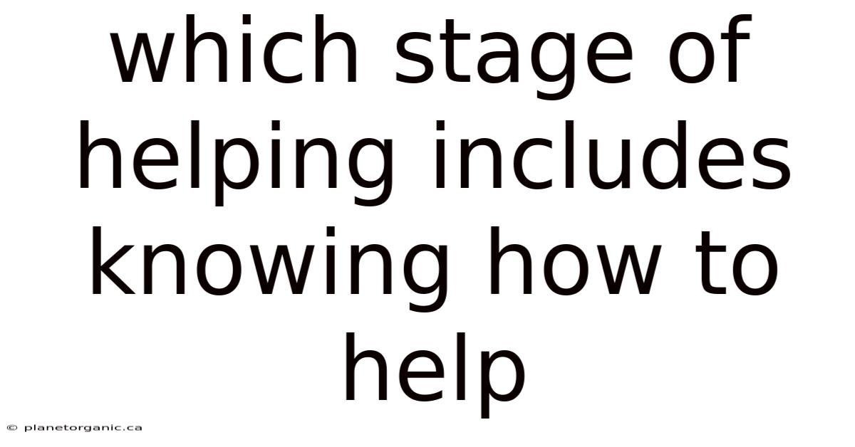 Which Stage Of Helping Includes Knowing How To Help