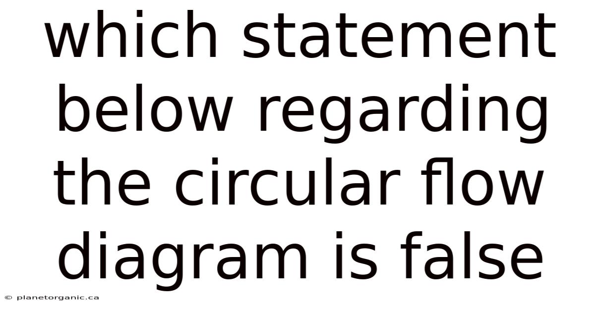 Which Statement Below Regarding The Circular Flow Diagram Is False