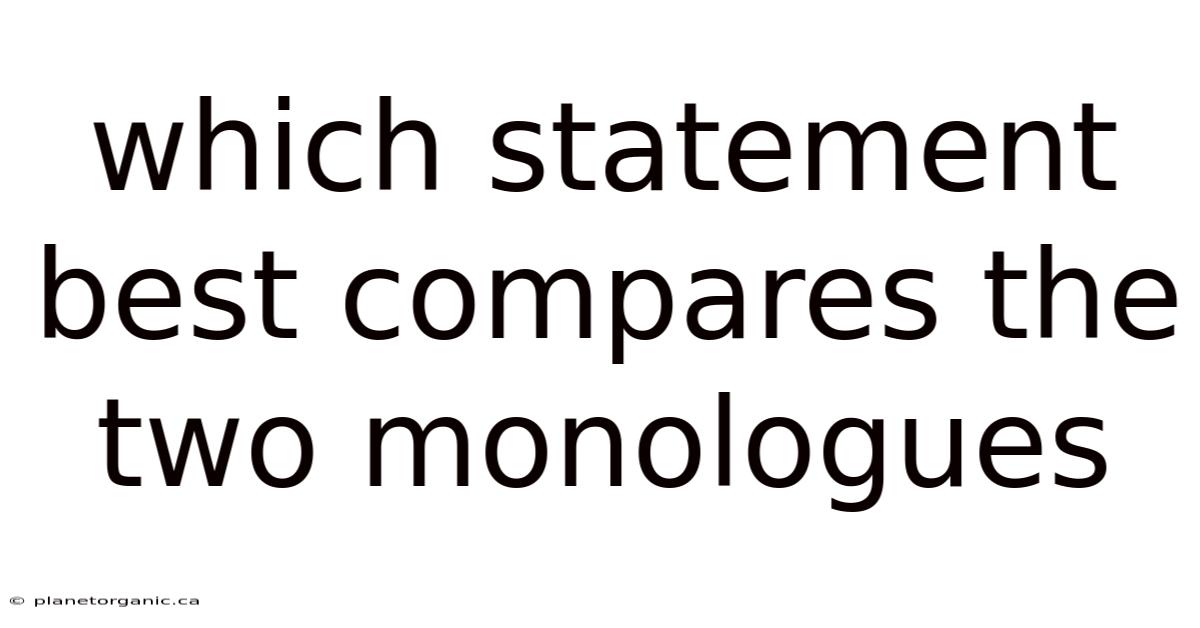Which Statement Best Compares The Two Monologues