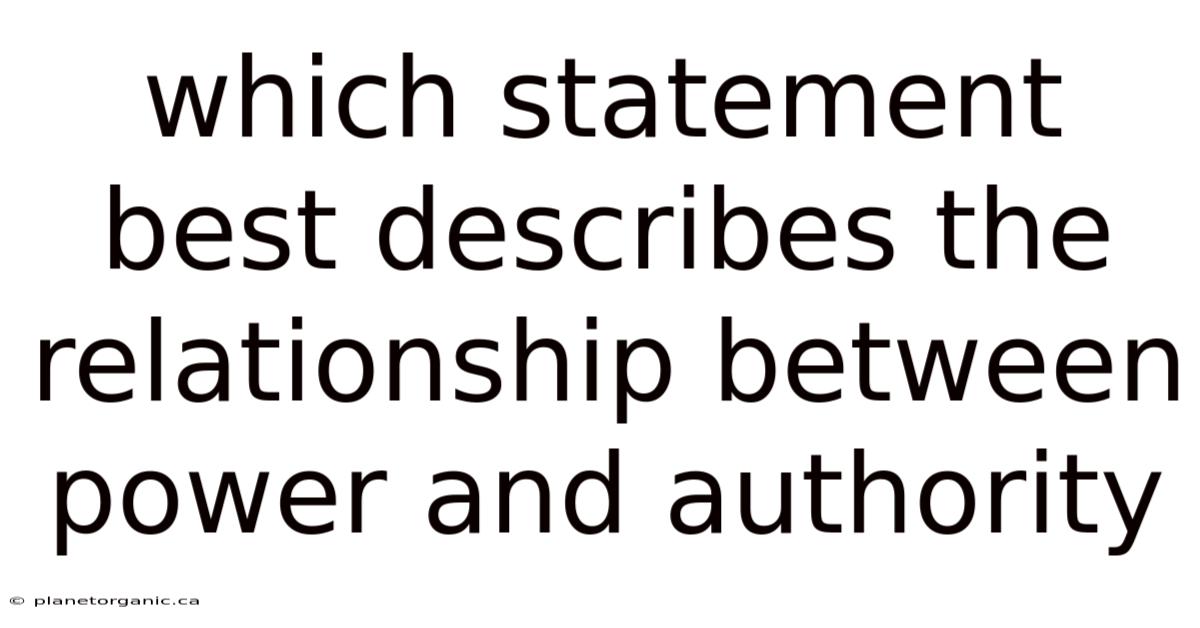 Which Statement Best Describes The Relationship Between Power And Authority