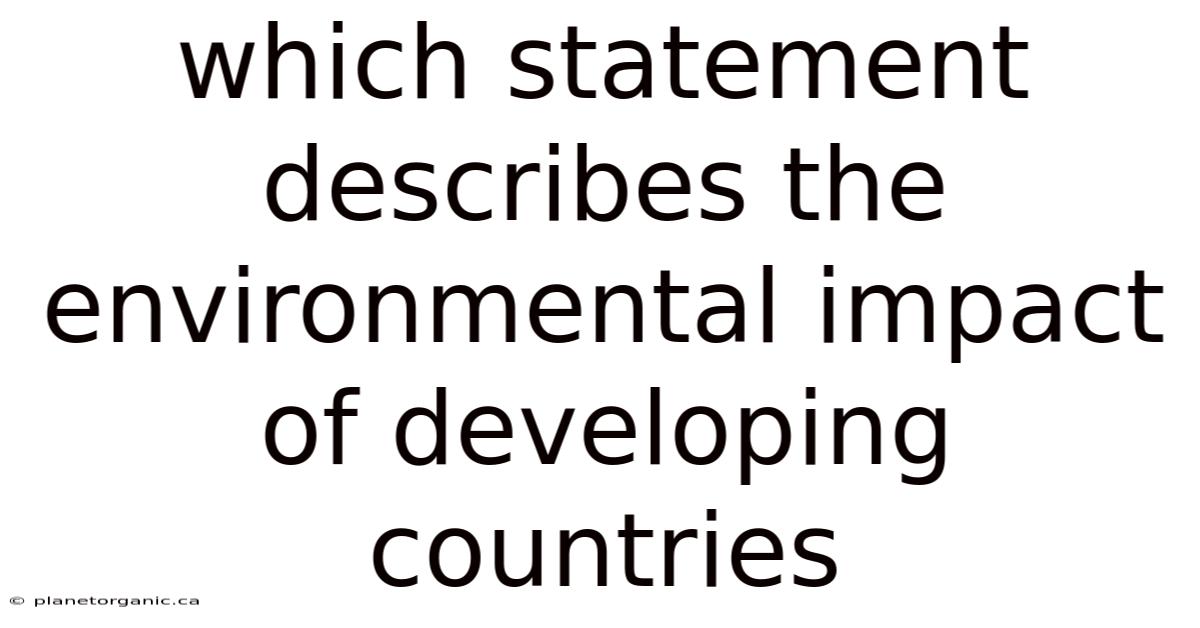 Which Statement Describes The Environmental Impact Of Developing Countries
